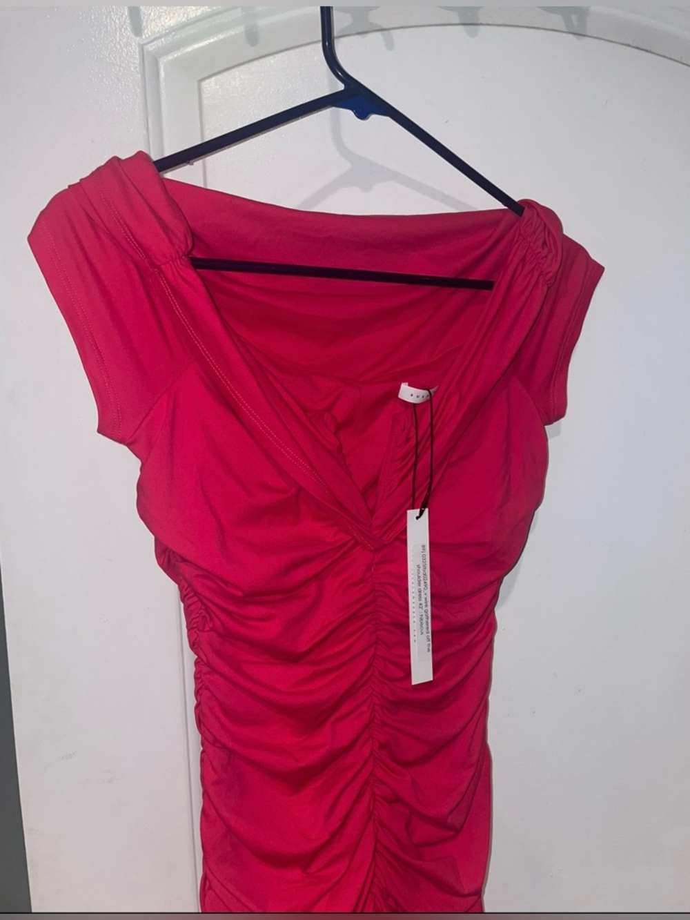 New! Susana Monaco V Wire Gathered Off Shoulder Ruched Maxi Dress 💗 Small NWT! - Picture 8 of 12